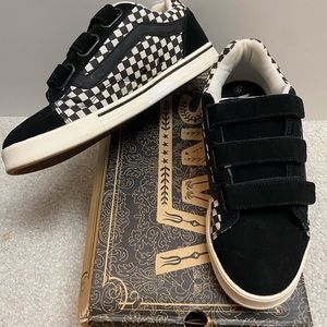 Vans No Skool 3-Strap Black/White Suede Checkerboard 8W/7.5 Men’s